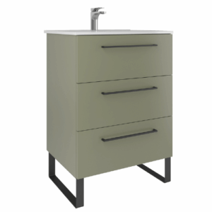 espacioso mueble de baño con tres cajones y con patas cuadradas